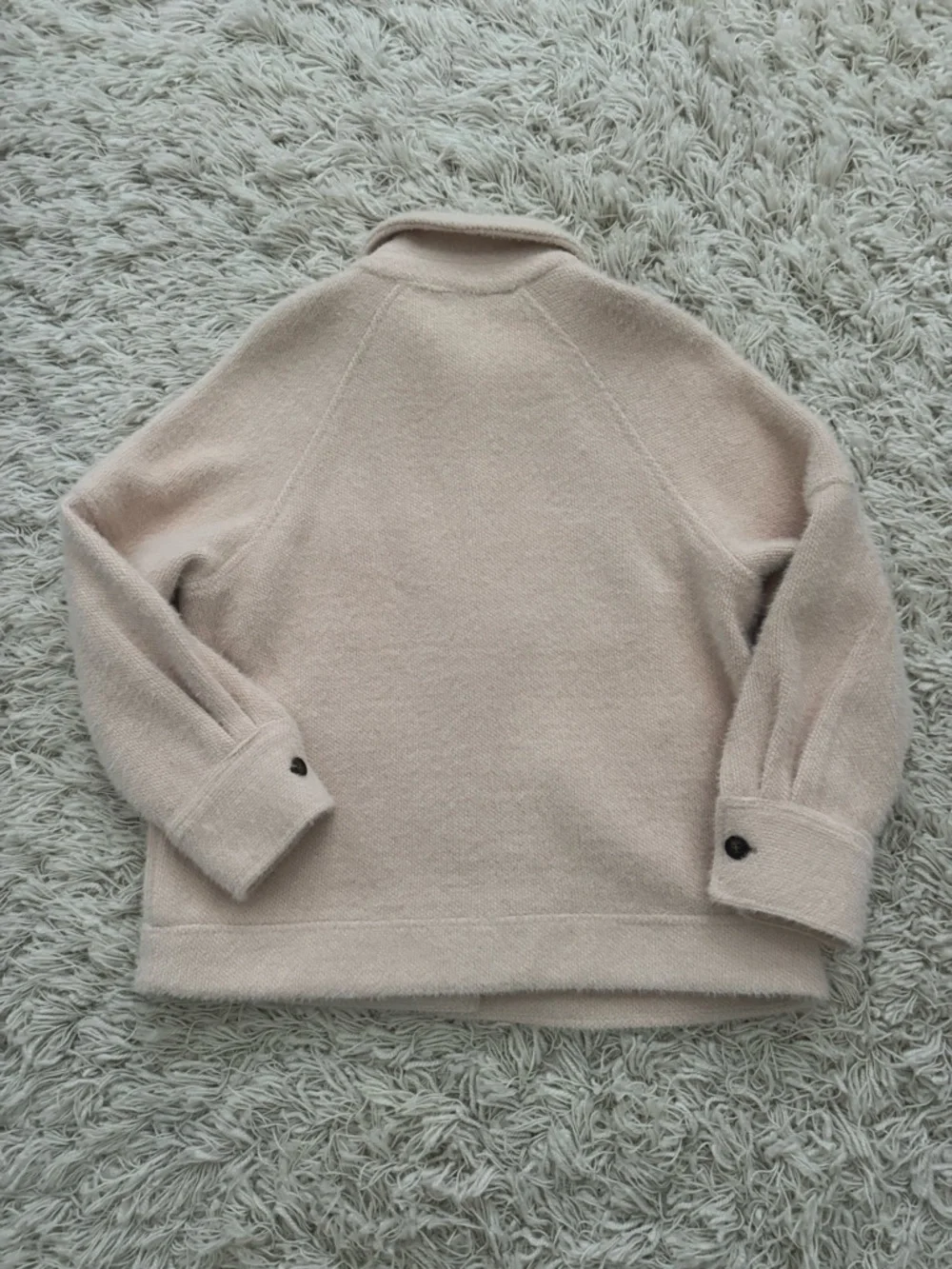 Greylin Anthropologie Charley Button-Front Cozy Shacket in Pale Pink/Cream